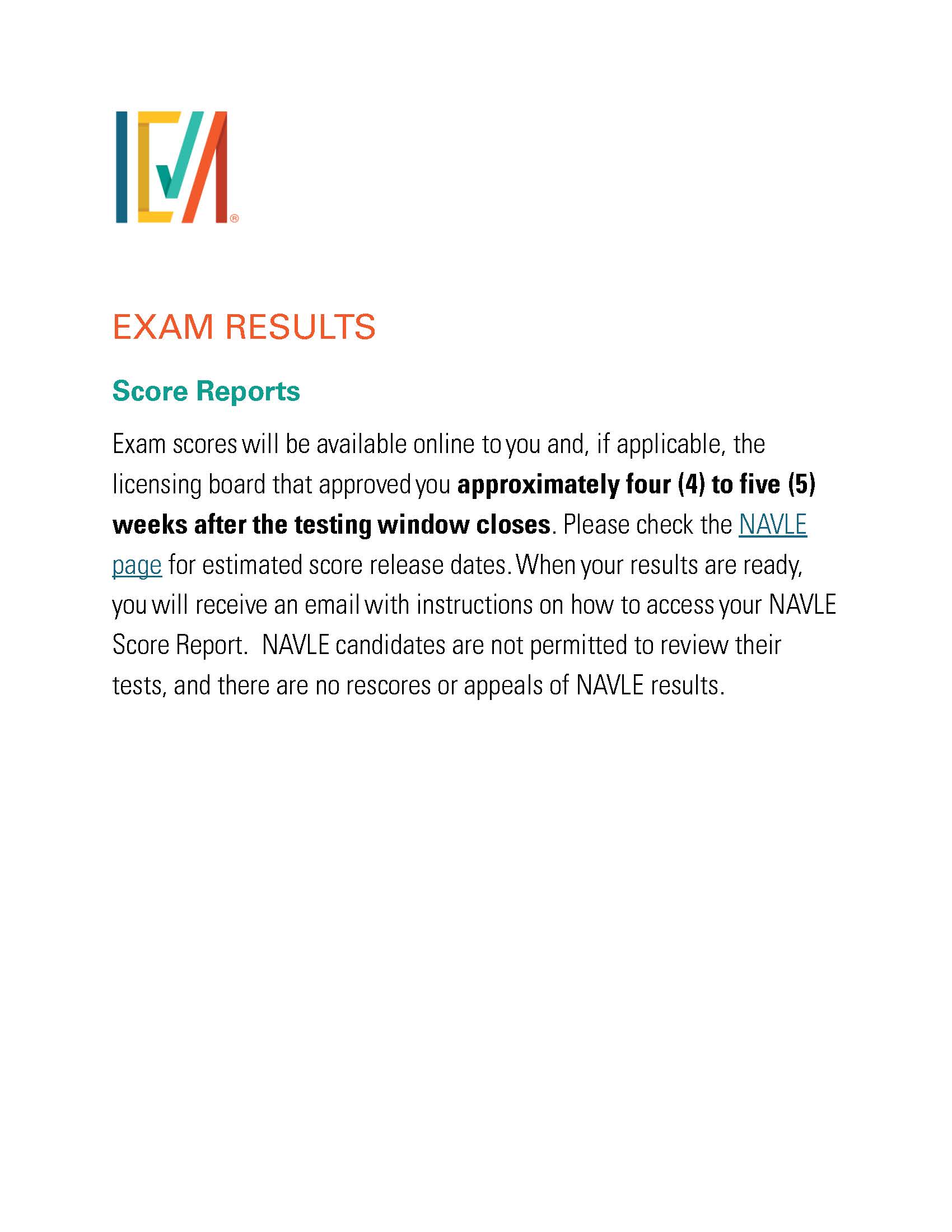 NAVLE Exam Results - Score Reports